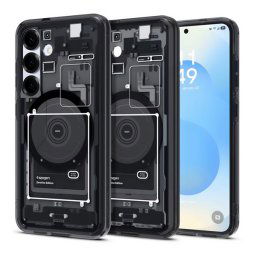 SPIGEN ULTRA HYBRID ZERO ONE műanyag telefonvédő (ütésállóság, légpárnás keret, MagSafe) FEKETE Samsung Galaxy S25 (SM-S931)