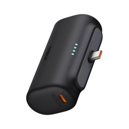 BASEUS COMPACT vésztöltő Type-C aljzat (5000mAh, 20W, PD gyorstöltő, Type-C csatlakozó + Type-C kábel) FEKETE