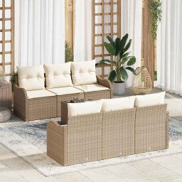 vidaXL Kerti Kanapé Szett 7 pcs Bézs 55 x 55 x 37 cm Poli rattan