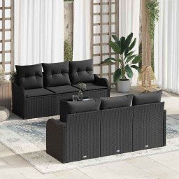 vidaXL Kerti Kanapé Szett 7 pcs Fekete 55 x 55 x 37 cm Poli rattan