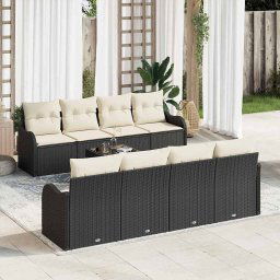 vidaXL Kerti Kanapé Szett 9 pcs Fekete 55 x 55 x 37 cm Poli rattan