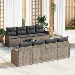 vidaXL Kerti Kanapé Szett 9 pcs Szürke 55 x 55 x 37 cm Poli rattan