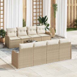 vidaXL Kerti Kanapé Szett 9 pcs Bézs 55 x 55 x 37 cm Poli rattan