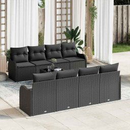vidaXL Kerti Kanapé Szett 9 pcs Fekete 55 x 55 x 37 cm Poli rattan
