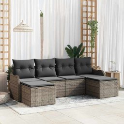 vidaXL Kerti Kanapé Szett párnával 6 pcs Szürke Poli rattan