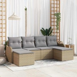 vidaXL Kerti Kanapé Szett párnával 6 pcs Bézs Poli rattan