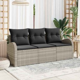 vidaXL Kerti Kanapé Szett párnával 3 pcs Világosszürke Poli rattan