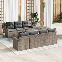 vidaXL Kerti Kanapé Szett Szürke 55 x 55 x 37 cm polirattan