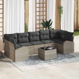 vidaXL Kerti Kanapé Szett Világosszürke 55 x 55 x 37 cm polirattan