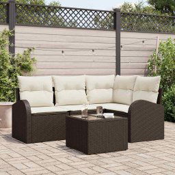 vidaXL Kerti Kanapé Szett párnával 5 pcs Barna Poli rattan