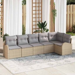 vidaXL Kerti Kanapé Szett párnával 6 pcs Bézs Poli rattan