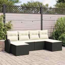 vidaXL Kerti Kanapé Szett 6 db Fekete [Műanyag]: Poly Rattan