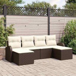 vidaXL Kerti Kanapé Szett 6 db Barna [Műanyag]: Poly Rattan