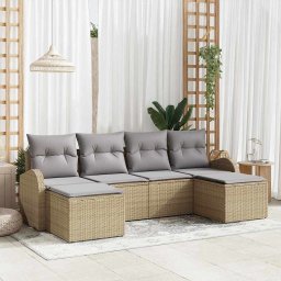 vidaXL Kerti Kanapé Szett 6 db Bézs [Műanyag]: Poly Rattan