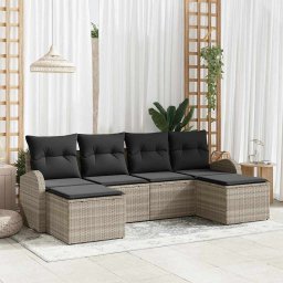 vidaXL Kerti Kanapé Szett 6 db Világosszürke [Műanyag]: Poly Rattan