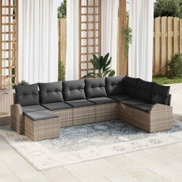 vidaXL Kerti Kanapé Szett 8 db Szürke [Műanyag]: Poly Rattan