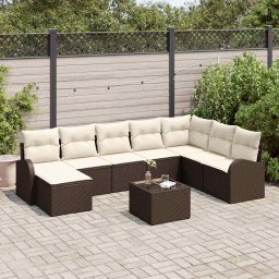 vidaXL Kerti Kanapé Szett 9 db Barna [Műanyag]: Poly Rattan