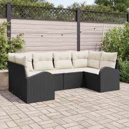 vidaXL Kerti Kanapé Szett 6 db Fekete [Műanyag]: Poly Rattan