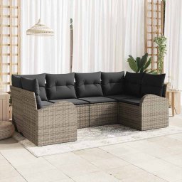 vidaXL Kerti Kanapé Szett 6 db Szürke [Műanyag]: Poly Rattan