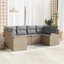 vidaXL Kerti Kanapé Szett 6 db Bézs [Műanyag]: Poly Rattan