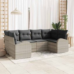 vidaXL Kerti Kanapé Szett 6 db Világosszürke [Műanyag]: Poly Rattan