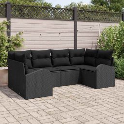 vidaXL Kerti Kanapé Szett 6 db Fekete [Műanyag]: Poly Rattan