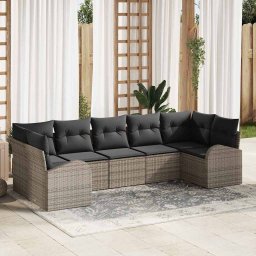 vidaXL Kerti Kanapé Szett 7 db Szürke [Műanyag]: Poly Rattan