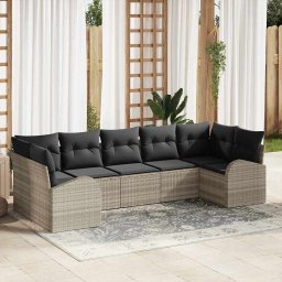 vidaXL Kerti Kanapé Szett 7 db Világosszürke [Műanyag]: Poly Rattan