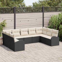 vidaXL Kanapé Szett 9 db Fekete [Műanyag]: Poly Rattan