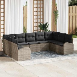vidaXL Kanapé Szett 9 db Szürke [Műanyag]: Poly Rattan