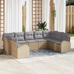 vidaXL Kanapé Szett 9 db Bézs [Műanyag]: Poly Rattan