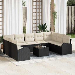 vidaXL Kanapé Szett 10 db Fekete [Műanyag]: Poly Rattan