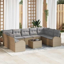 vidaXL Kanapé Szett 10 db Bézs [Műanyag]: Poly Rattan