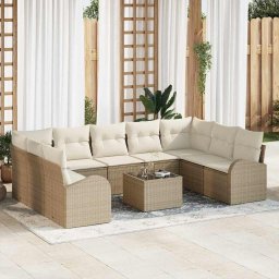 vidaXL Kanapé Szett 10 db Bézs [Műanyag]: Poly Rattan