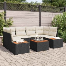 vidaXL Kerti Kanapé Szett párnával 6 pcs Fekete Poli rattan