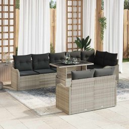 vidaXL Hálószoba szett 9 db Világosszürke Poli rattan
