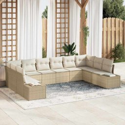 vidaXL Kerti Kanapé Szett 10 db 9-Ülőhelyek száma Beige és krém