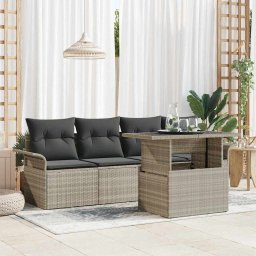 vidaXL Kerti Kanapé Szett 5 db Világosszürke [Műanyag]: Poly Rattan