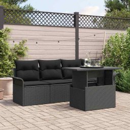 vidaXL Kerti Kanapé Szett 5 db Fekete [Műanyag]: Poly Rattan