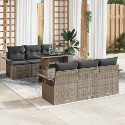 vidaXL Kerti Kanapé Szett 7 db Szürke [Műanyag]: Poly Rattan