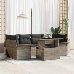 vidaXL Kerti Kanapé Szett 7 db Szürke [Műanyag]: Poly Rattan