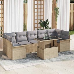vidaXL Kerti Kanapé Szett 8 db Bézs [Műanyag]: Poly Rattan