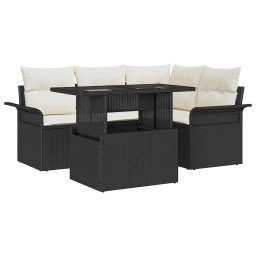 vidaXL Kerti Kanapé Szett 5 db Fekete [Műanyag]: Poly Rattan