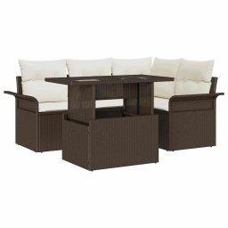 vidaXL Kerti Kanapé Szett 5 db Barna [Műanyag]: Poly Rattan