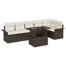 vidaXL Kerti Kanapé Szett 7 db Barna [Műanyag]: Poly Rattan