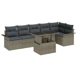 vidaXL Kerti Kanapé Szett 7 db Szürke [Műanyag]: Poly Rattan