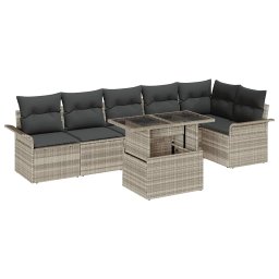 vidaXL Kerti Kanapé Szett 7 db Világosszürke [Műanyag]: Poly Rattan