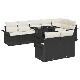 vidaXL Kerti Kanapé Szett 9 db Fekete [Műanyag]: Poly Rattan