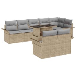 vidaXL Kerti Kanapé Szett 9 db Bézs [Műanyag]: Poly Rattan
