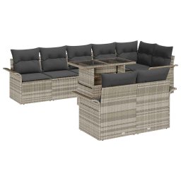 vidaXL Kerti Kanapé Szett 9 db Világosszürke [Műanyag]: Poly Rattan